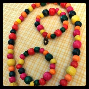 Multicolored Bead Necklace & Bracelet Set.